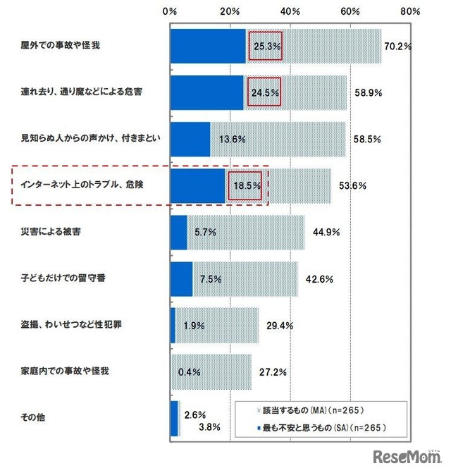 子供の日常生活で不安に思うこと