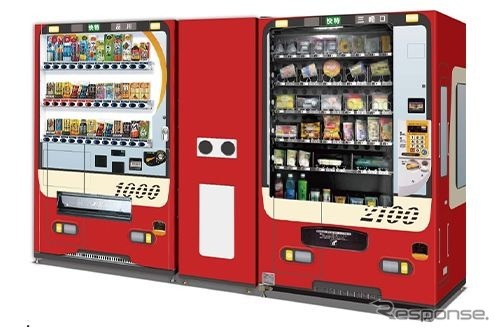 1000形をモチーフとした「おしゃべり自販機」（左）のイメージ。