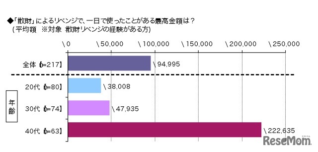 散在リベンジの1日の最高使用金額