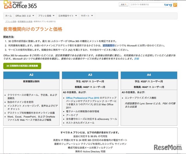 教育機関向けのプランと価格