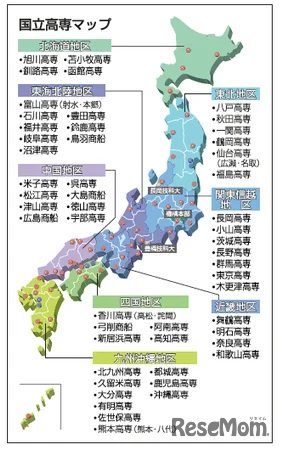 国立高等専門学校マップ