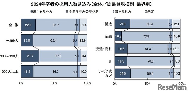 2024年卒者の採用人数見込み