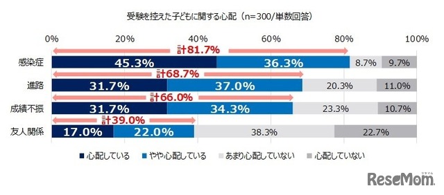 受験を控えた子供に関する心配