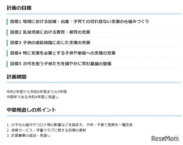 東京都子供・子育て支援総合計画（第2期）の見直し（案）について意見募集