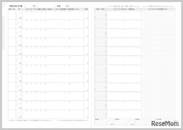 見開きレイアウト 考査レコ