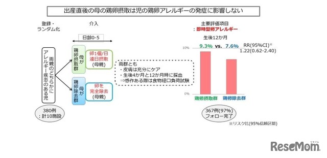 出産直後の卵を食べた母親の授乳は新生児の卵アレルギーの発症に影響しない