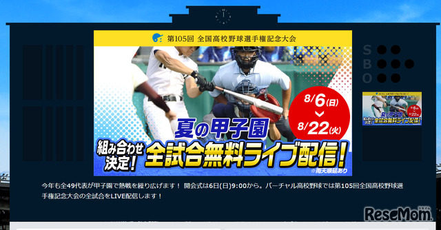 スポーツナビ「バーチャル高校野球」