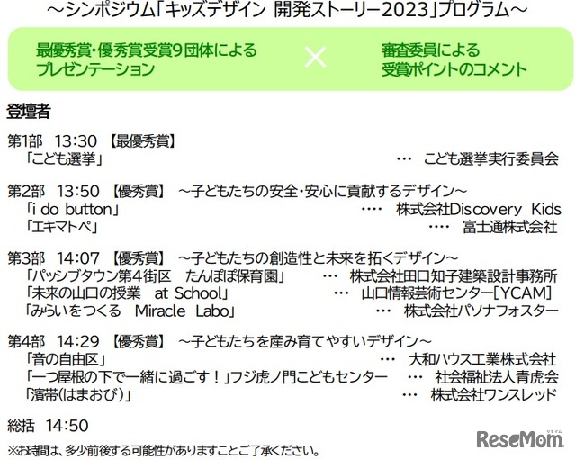 シンポジウム「キッズデザイン 開発ストーリー2023」プログラム