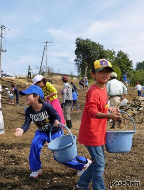 子どもたちによるボランティア作業風景