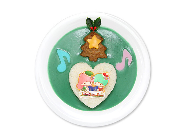 「Puroland Christmas」リトルツインスターズをモチーフにした「トゥインクルクリスマス☆ハンバーグカレー」（C）2023 SANRIO CO., LTD. TOKYO, JAPAN 著作 株式会社サンリオ