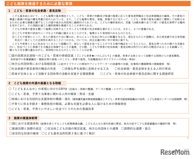 答申「今後5年程度を見据えたこども施策の基本的な方針と重要事項等～こども大綱の策定に向けて～」