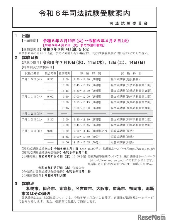 令和6年司法試験受験案内