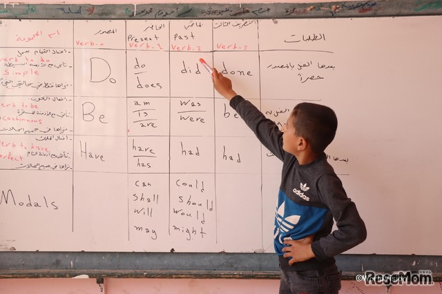 学びを再開する子供（シリア）