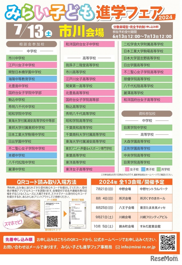 みらい子ども進学フェア 2024市川会場