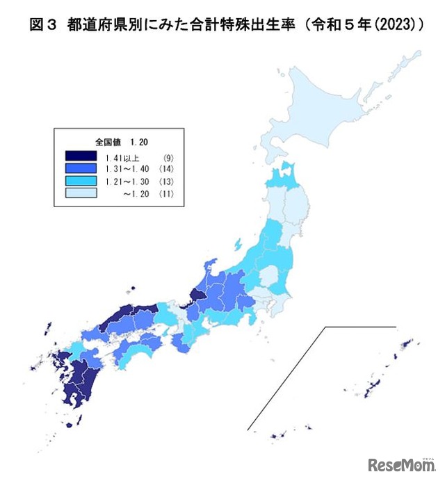 都道府県別にみた合計特殊出生率