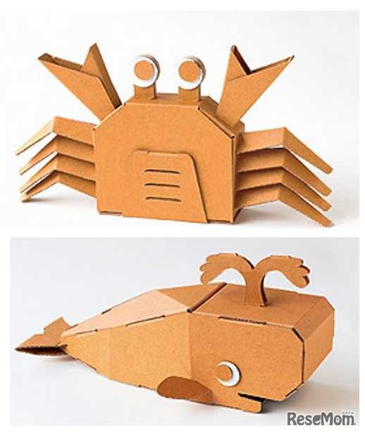 海の生き物たちのダンボール工作