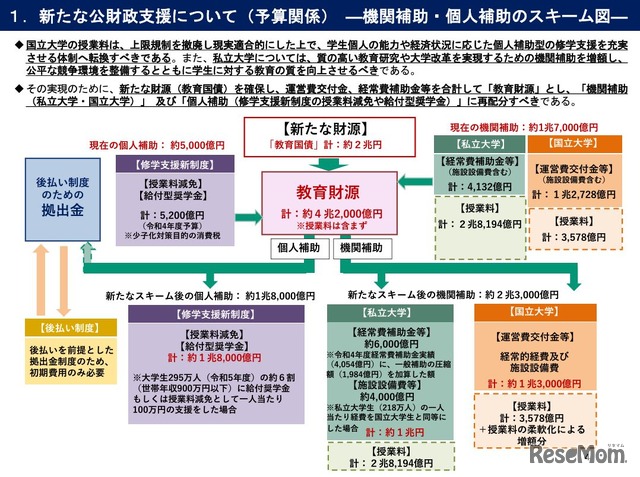 機関補助・個人補助のスキーム図