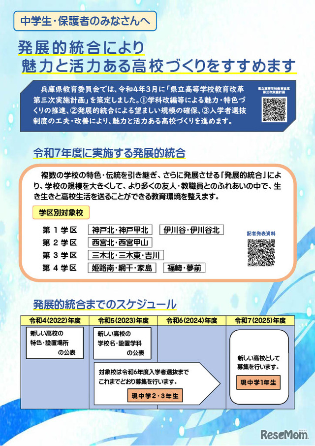 令和7年度に実施する発展的統合について