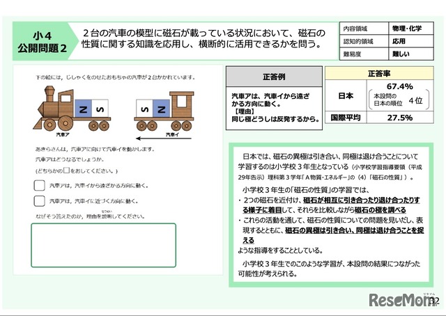 小4：公開問題2　正答例と分析