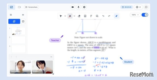 新機能である「ホワイトボード」を利用し、双方向のやり取りも可能に