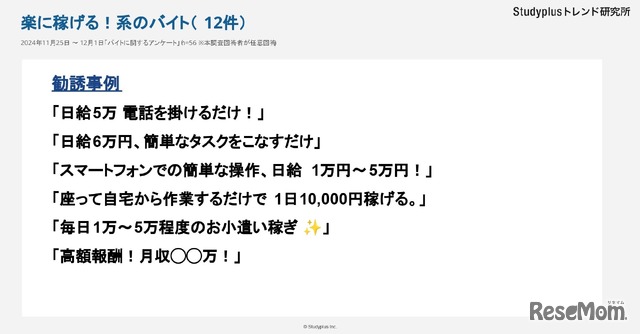 楽に稼げる系のバイト