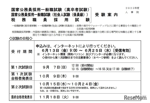 受験案内（一部）