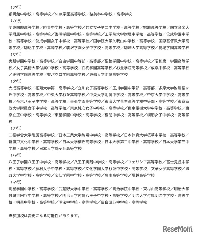 参加校一覧