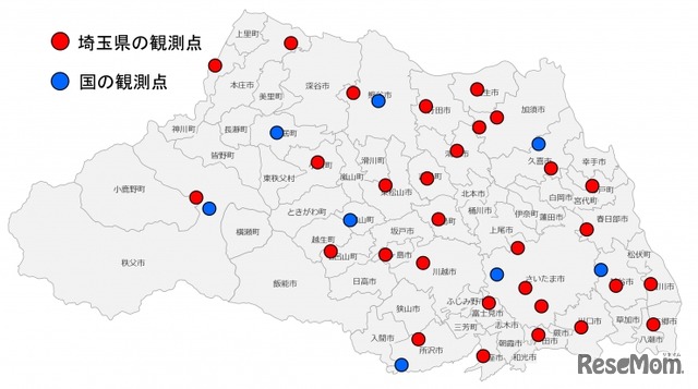 暑さ指数計を設置した観測点