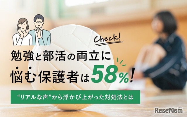 勉強と部活の両立に悩む保護者は58％