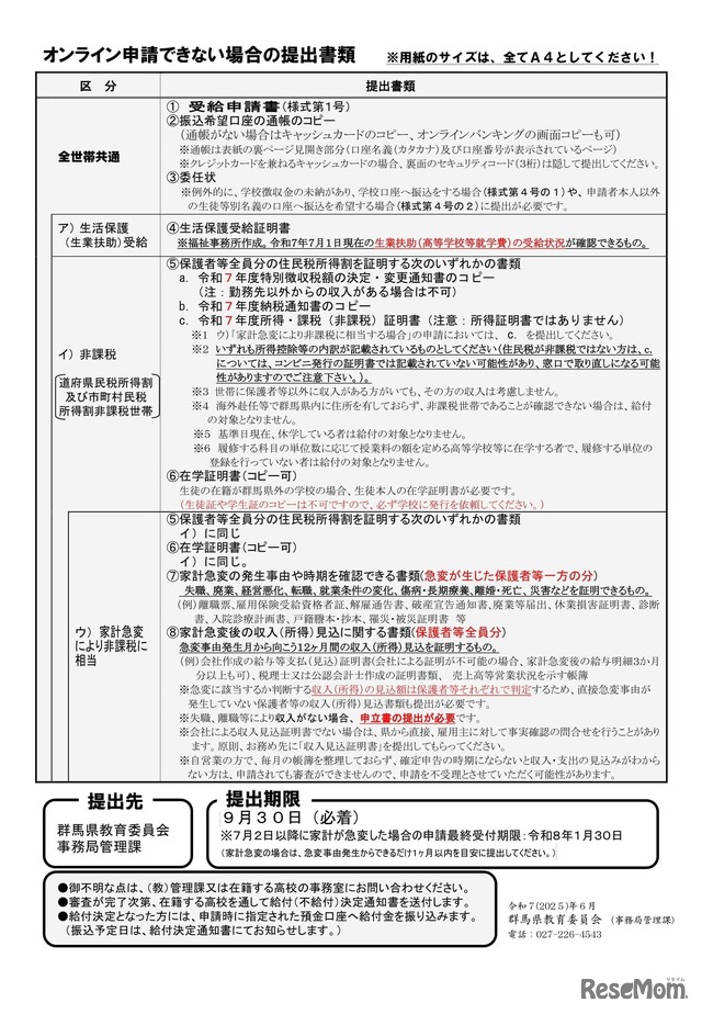 奨学のための給付金（国公立）のご案内
