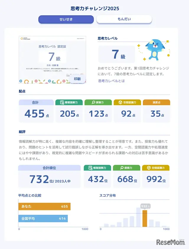 受検後に受け取る分析レポートのイメージ