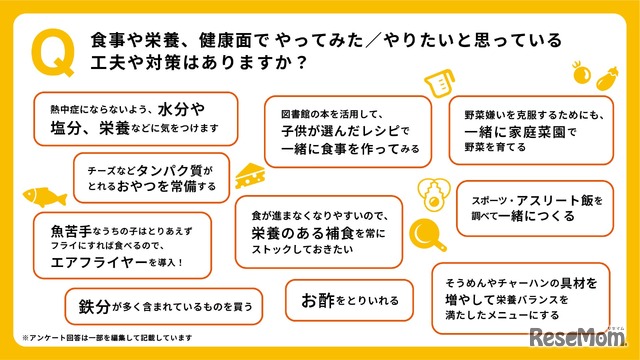 食事や栄養、健康面での工夫