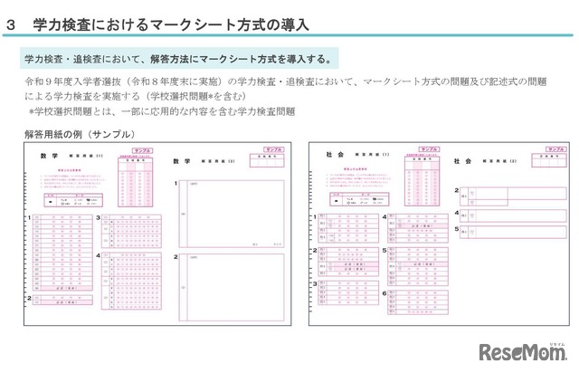 解答用紙の例（サンプル）