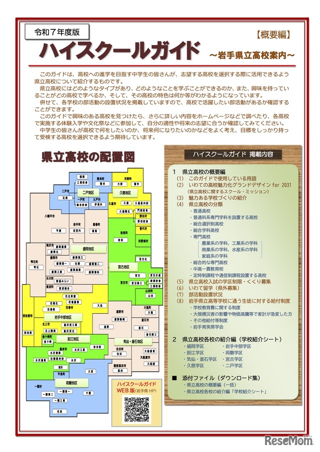 令和7年度版 ハイスクールガイド 岩手県立高校案内＜概要編＞
