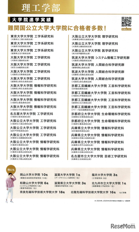 理工学部の大学進学先