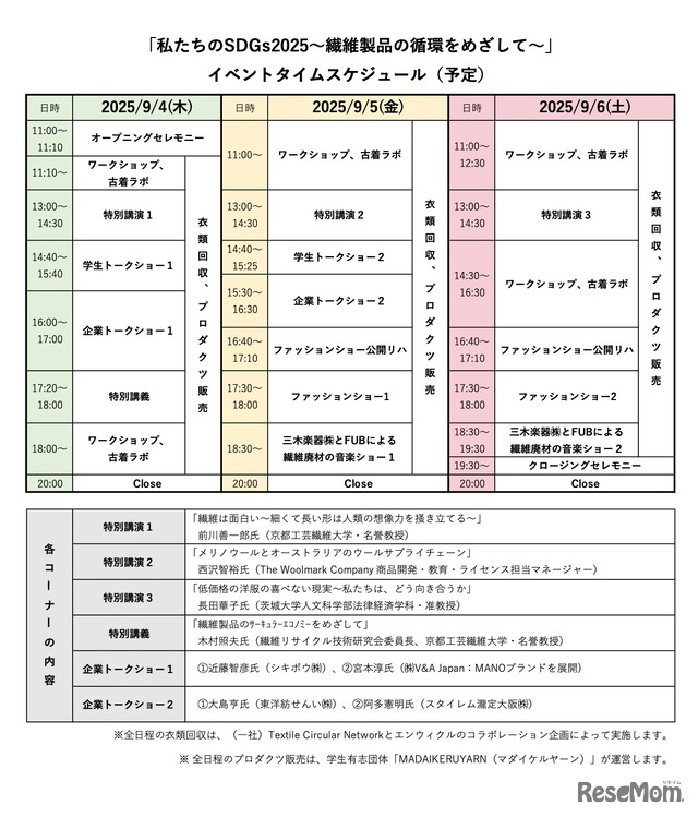 タイムスケジュール（予定）