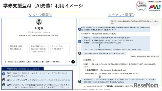 学修支援型AI（AI先輩）利用イメージ