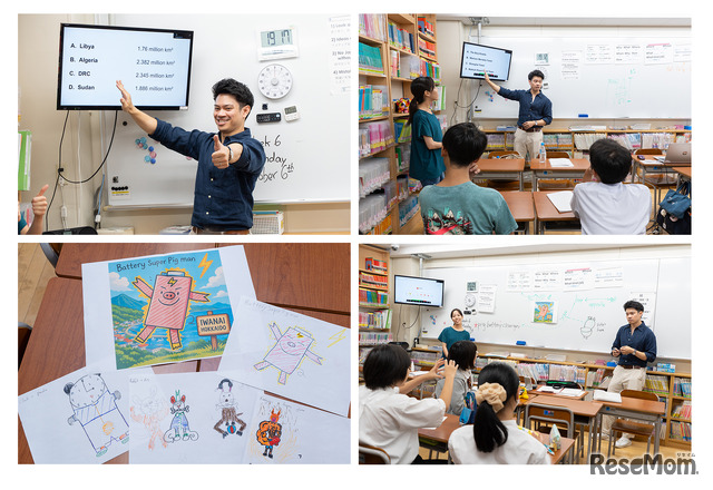 文法や表現の定着のためにクイズを取り入れたり、会話をしたりしながらキャラクターやストーリーを作っていく会話パート