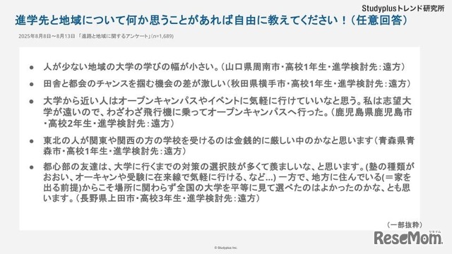 進学先と地域について思うこと