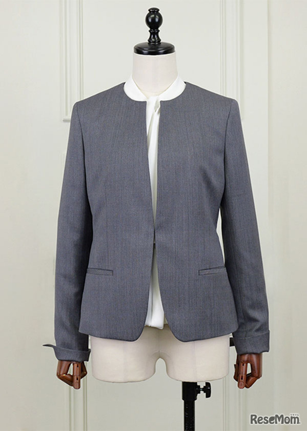 「レディースノーカラークルーネック（丸襟）ジャケット」