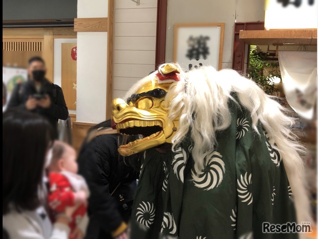 獅子舞が練り歩く