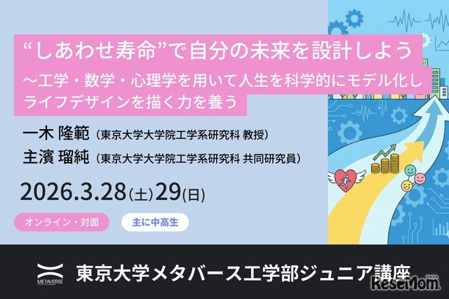 東京大学メタバース工学部ジュニア講座「“しあわせ寿命”で自分の未来を設計しよう ～工学・数学・心理学を用いて人生を科学的にモデル化し、ライフデザインを描く力を養う」