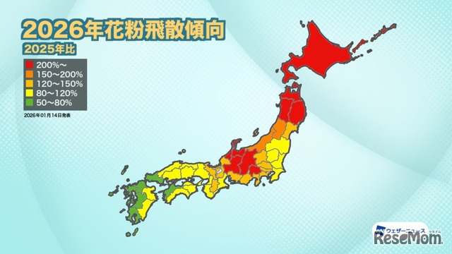 2026年花粉飛散傾向