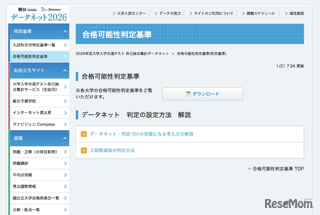 【共通テスト2026】データネット「合格可能性判定基準」…東大（理三）合格可能性60％ラインは930点