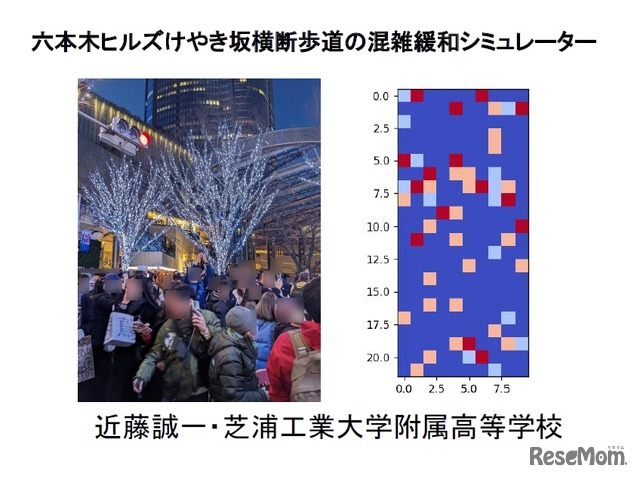 六本木ヒルズの混雑を再現する人流シミュレーションプログラムを研究