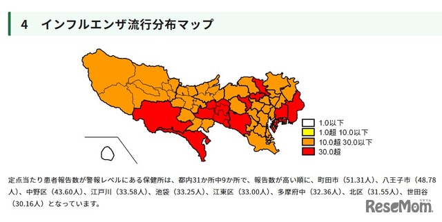 インフルエンザ流行分布マップ