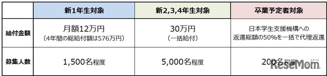 給付金の詳細