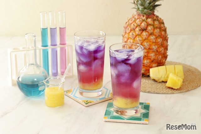 管理栄養士監修サイエンスレシピ、pH反応を利用した「色がかわる!?魔法のドリンク」