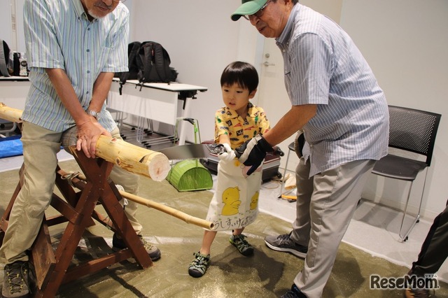 間伐材丸太切り体験