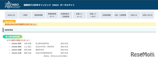 第3回大会の日本代表選手が決定